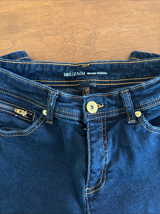 Pants - INC Denim Mid Rise Bermuda Dark Wash Jeans Size 10